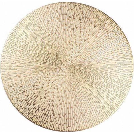 A set of 6 15 inch metallic gold vinyl round placemats, washable, easy to clean, non-slip, heat resistant, suitable for wedding table decoration. (1/4)