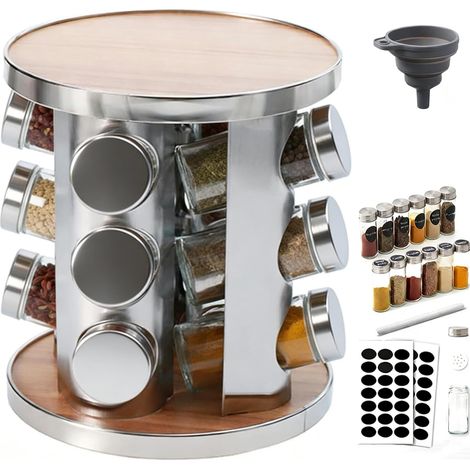 Carroussel Spice Rack with 12 Thickened Glass Jars 360° (1/5)