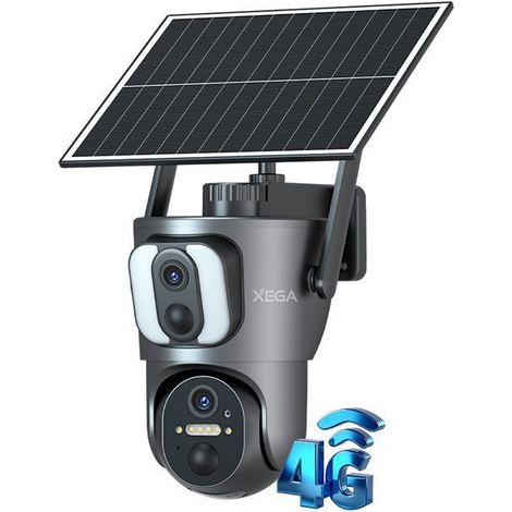 Xega 4G LTE Caméra de surveillance Solaire Double objectif avec Carte SIM , Vision Nocturne, Batterie 14400mAh & Panneau 6W (1/5)