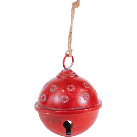 Boule en métal rouge, diam. 23 cm (lot de 3)