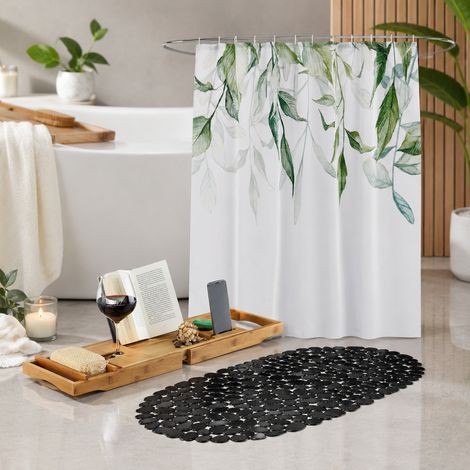 Spa badewannen set 3 teilig - bedruckter vorhang antirutschmatte bambus badebrett 224683244 (1/5)