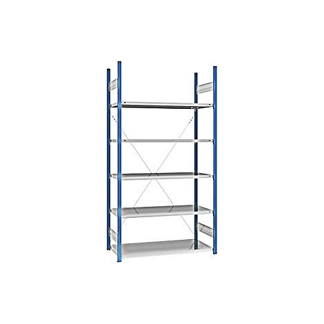 Estantería ensamblable con balda  azul / galvanizada  altura de (1/3)