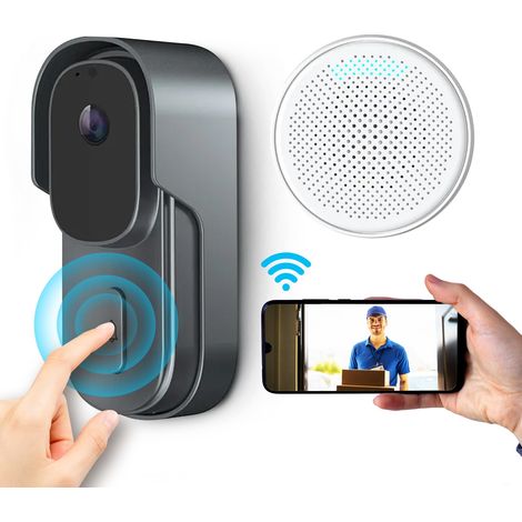 Extralink Timbre de puerta con cámara, vídeo timbre 5 MP 1080p 1440P Full HD, WiFi 2.4G, IP65, compatible con Alexa y Google Assistant, timbre con cámara, detector de movimiento, micro SD, audio de 2