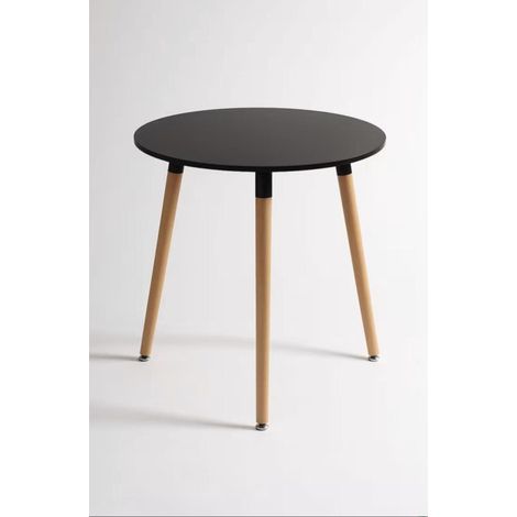 ORION91oficial® - Mesa Redonda (Ø80 x76cm) Negro 3 Patas Redonda Madera de Haya, Estilo Nórdico, Bar,Restaurante,Hostelería,Comedor,Salón,Cocina,Teletrabajo,Oficina - spaziOrion91
