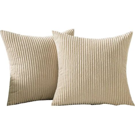 Set di due fodere per cuscini in velluto a coste,45 x 45 cm,Fodera per cuscino da divano,Fodera per cuscino da divano,Grigio chiaro (1/5)