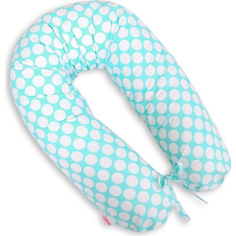 Funda de almohada de algodón para la almohada de embarazo larga - Lunares turquesa (1/4)