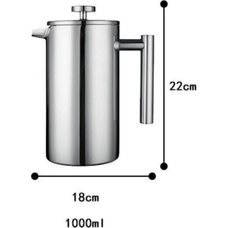 Cafetière à pression - - Modèle 1L - 1 L - 5 tasses - Double paroi isolée (1/4)