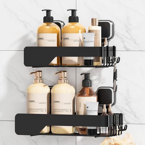 Etagere Douche Ventouse sans Perçage Porte Savon Douche,2 Pack Noir (1/5)