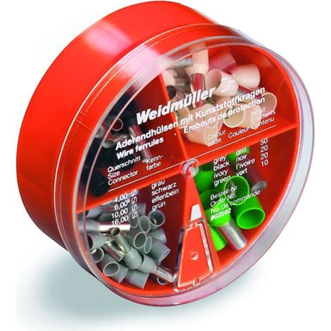 Weidmüller 9025400000 Assortimento Capicorda 4 mm², 6 mm², 10 mm², 16 mm² Parzialmente isolato Grigio, Giallo, Rosso, B