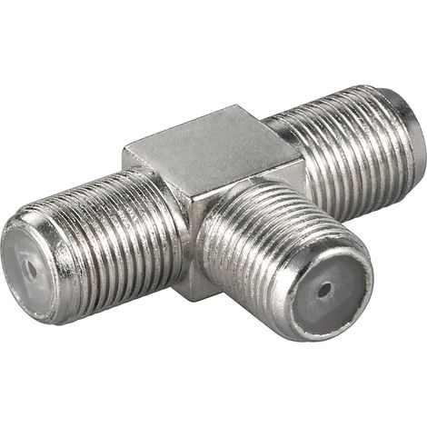 goobay F-Adapter, T-Stück: F-Buchse  doppelt F-Buchse, Adapter-Buchse aus Zink (11848) (1/2)