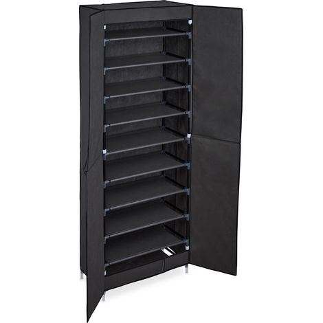 Scarpiere di grande capacità 168 x 61 x 31,5 cm 10 scomparti custodia sicura in tessuto grigio 130010925