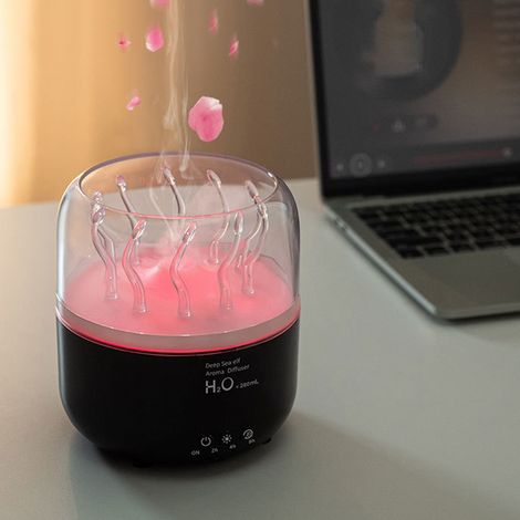 Duftender Luftbefeuchter mit USB-Anschluss, 7 Farben und Timer – 280 ml – Schwarzes ABS/PP-Gehäuse – USB 5 V – 490 g (1/5)