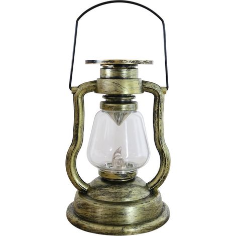 Lanterne Solaire Vintage LED - 21 cm - Éclairage Flicker Chaud - Autonome Solaire - Pour Jardin Terrasse Chemin - 1 Pièce (1/5)