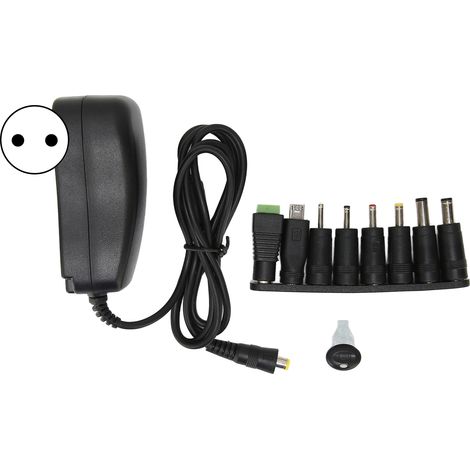 Adaptateur secteur universel multifonctionnel 30 W avec port USB et tension réglable (prise 100-240 V). (1/5)