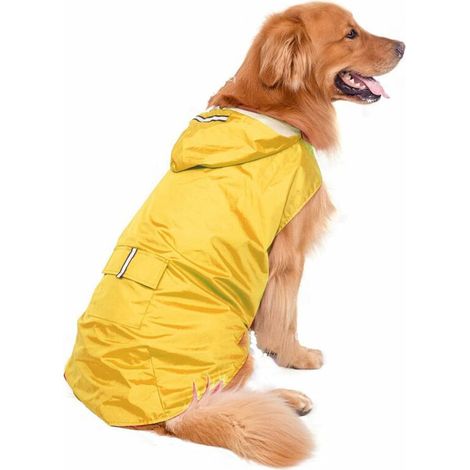 Imperméable pour chiens moyens et grands - Veste de pluie légère et réfléchissante - Doublure en maille coupe-vent - Vêtements d'extérieur (1/5)