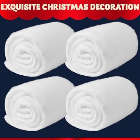 4 rouleaux de neige artificielle pour décorations de Noël, présentations de village, sous le sapin, neige artificielle épaisse, douce et moelleuse pour la décoration (1/4)
