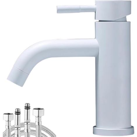 Robinets en acier inoxydable à peinture blanche - robinet mitigeur de salle de bain pour lavabo