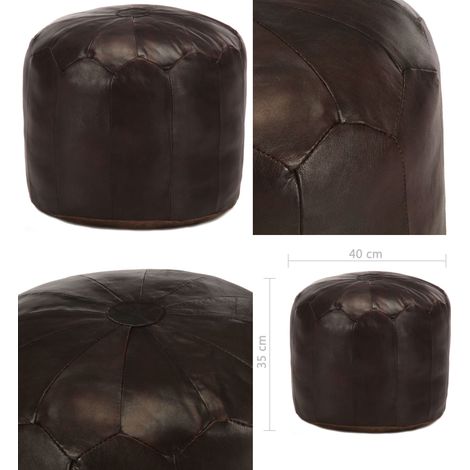 Pouf Dunkelbraun 40 x 35 cm Echtes Ziegenleder - Pouf - Fußhocker - Ledercouch - Wohnaccessoire - Vintage Deko - Home & Living (1/4)