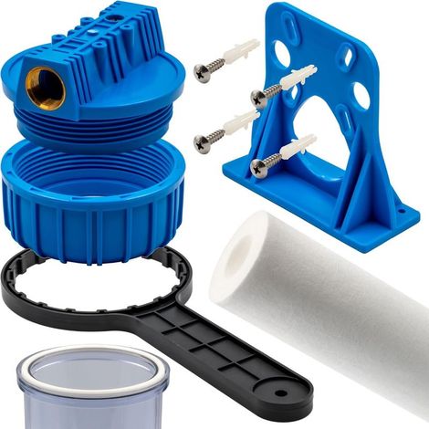 1"-Wasserfilter – Austauschbare Filterpatrone – 8 bar – Für Garten-, Haus- und Industriepumpen – Komplettes Set mit Schraubenschlüssel und Halterung – Filtert Sedimente und Verunreinigungen (1/5)
