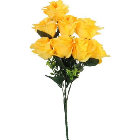 Bouquet di rose artificiali gialle - 7 pezzi, altezza 54 cm (1/3)
