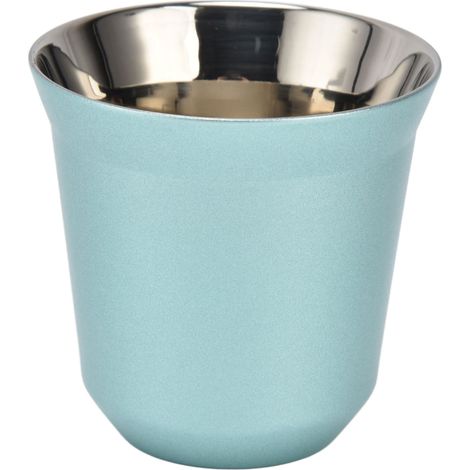 Tasse Café Isolante Double Épaisseur en Acier Inoxydable - Large Ouverture, Sans Danger, pour Cuisine/Bureau/Café (80 ml, Vert) (1/5)