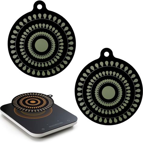 Housse de protection en silicone à couleur changeante pour plaque à induction, ensemble de 2 pièces, tapis antidérapant pour empêcher les casseroles et poêles de glisser pendant la cuisson. (1/3)