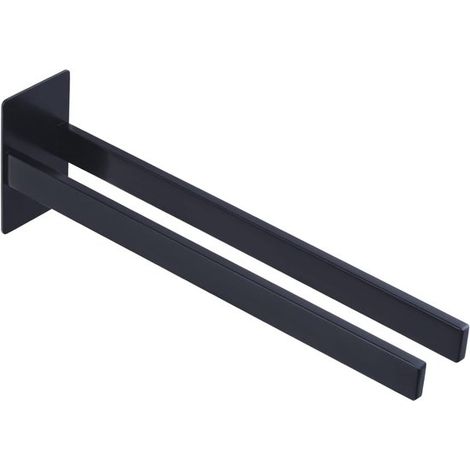 Portasciugamani nero, gancio adesivo per asciugamani per bagno e cucina, non richiede foratura, doppio gancio da parete per bagno e cucina (1/5)