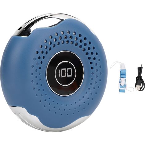 Ortviai Ventilateur Portatif pour Cou en Forme de Donut, Rechargeable USB, Silencieux, Bleu, 1200 mAh (1/5)