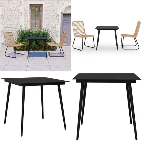3-tlg. Garten-Essgruppe Poly Rattan und Glas - Gartenmöbel - Essgruppe - Outdoortisch - Terrasse Möbeln - Balkonmöbeln - Home & Living (1/5)