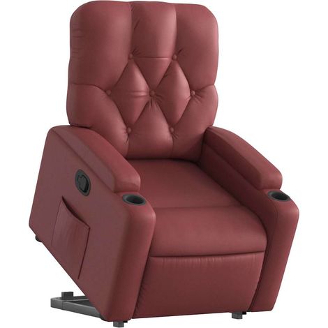 vidaXL Poltrona Alzapersona Reclinabile Rosso Vino in Similpelle (1/5)
