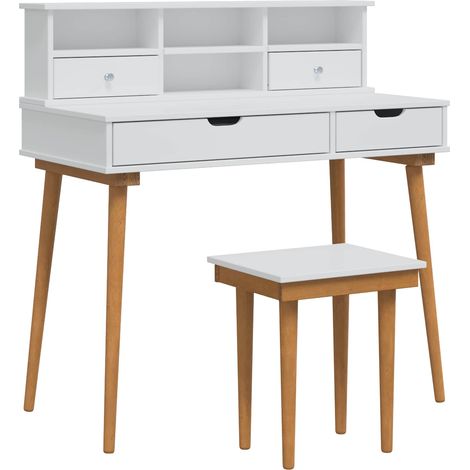 Schminktisch-Set FAUSKE 3 Stk. Weiß 100 x 50 x 103,5 cm vidaXL (1/5)