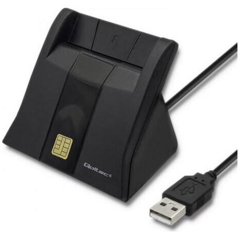 Lector de tarjetas de identificación con chip inteligente Qoltec SCR-0643  Adaptador USB 2.0 + USB-C (1/4)
