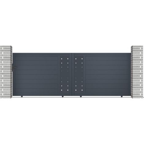 Portail coulissant aluminium 392x142 cm anthracite avec accessoires (1/5)
