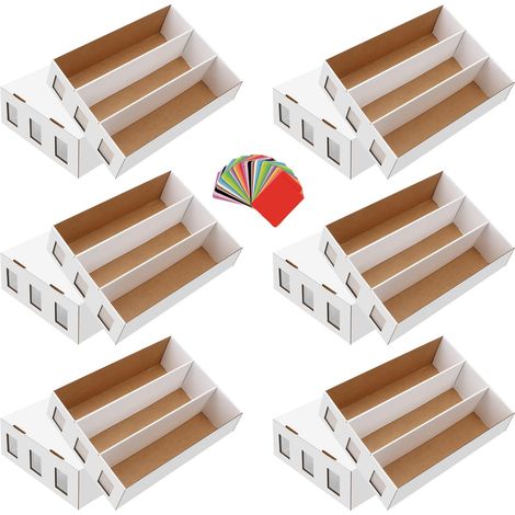6 Boîtes de Rangement pour Cartes à Collectionner à 3 Rangées, Jusqu’à 2340 Cartes par Boîte, avec 48 Séparateurs Colorés et Étiquettes, pour TCG, Cartes de Sport, Pochettes et Top Loaders (1/5)