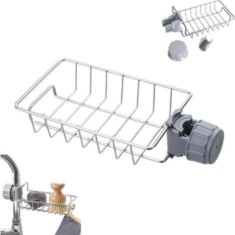 Organizador de acero inoxidable para fregadero, esponja, cepillo para platos, paño de cocina, jabón y secadora para cocina o baño. (1/5)