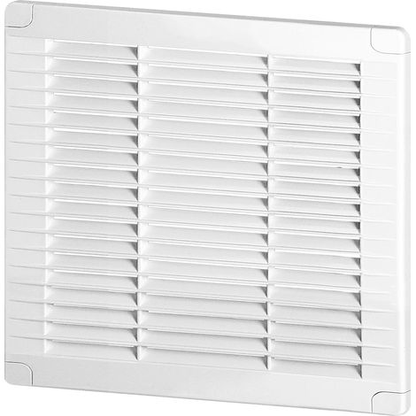 Grille Ventilation Carré Extra Plate Sans Collerette pour Extérieure et Intérieure Cache-trou Mural Elégant avec Fixations Invisibles Grille d'aération Blanche (200x200 mm) (1/5)