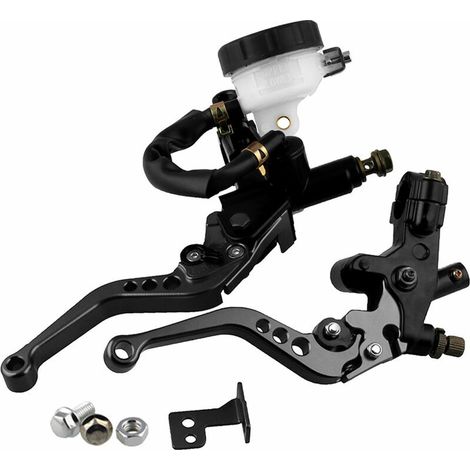 7/8 "Leviers D'Embrayage De Frein De Moto Ensemble De Reservoir De Maitre-Cylindre Universel Reglable, Noir (1/5)
