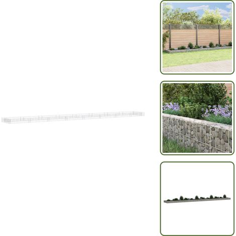 Lit surélevé à gabion Acier galvanisé 800x100x20 cm - Jardiniere Metallique - Bac Plante Exterieur - Border Fleuri - Gabion Jardin - Pot Plante Design (1/5)