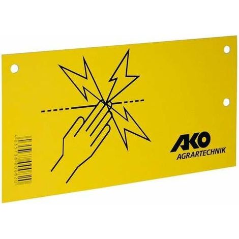 Plaque de signalisation attention clôture électrique 200 x 100mm plastique robuste jaune recto verso AKO Panneau Avertissement Danger Prévention Plaquette Agricole