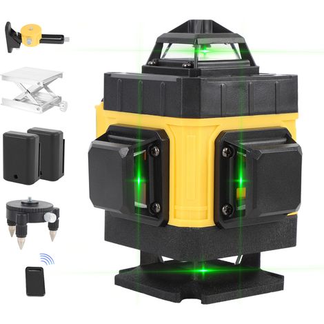 Niveau Laser Professionnel 4D 16 Lignes - Auto-nivelant 3°, Batterie Lithium, IP Étanche, 100-240V