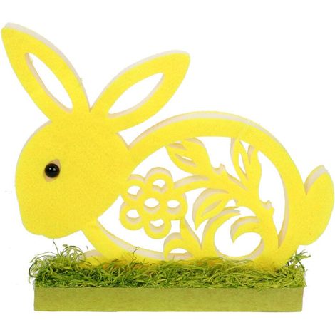 Statuetta di coniglietto pasquale in schiuma, giallo, alta 20 cm. (1/2)