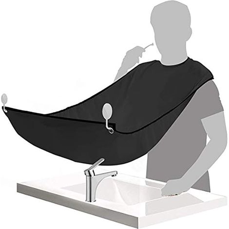 Herren-Bartschürze – Rasierumhang – Bartlatz – Ideales Accessoire zum Barttrimmen mit Trimmer oder Rasierer – Mit 4 Saugnäpfen und Aufbewahrungstasche – Weihnachts- und Vatertagsgeschenk