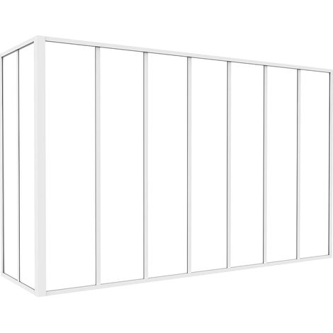 Vetrata angolare L210 x L60 x H130 in Alluminio termolaccato Stile atelier Bianco - BAYVIEW