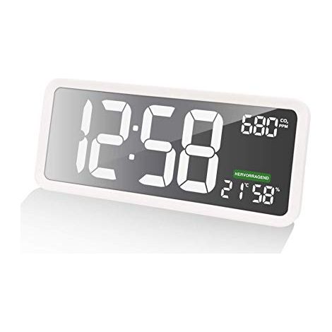 Technoline WL1040, misuratore di qualit dell'aria, orologio da parete, indicatore di CO2, visualizzazione a colori del contenuto di Co2, con raccomandazioni di ventilazione grafica, bianco (1/4)