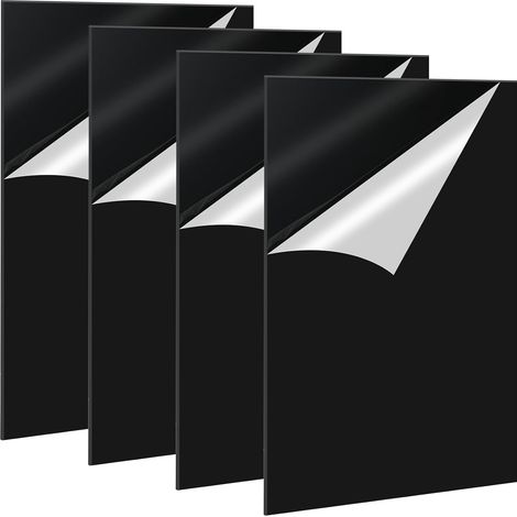 Plaque Plexiglas Noir 30 × 20 cm – Lot de 4 Plaques Acryliques PMMA 2 mm Opaques, Plaques Plastiques Noires pour Signalétique, DIY, Présentoir, Modélisme et Gravure (1/5)