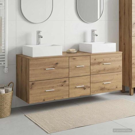 vidaXL Bathroom Cabinet Set 3 pcs Artisan Oak 129 x 41 x 79.5 cm (1/5)