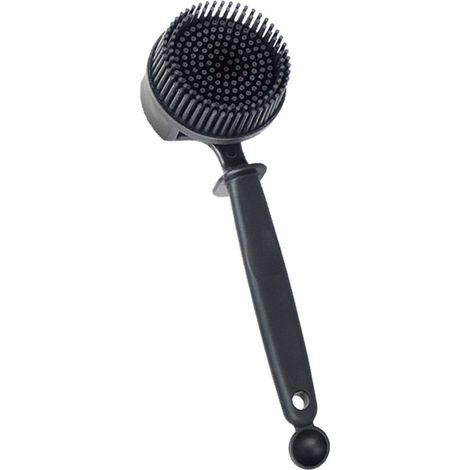 Brosse de nettoyage pour machine à expresso (58 mm) avec tête en silicone amovible  Outil de nettoyage à 360°  dotée d'une tête de brosse remplaçable et d'un long manche résistant à la chaleur. (1/5)
