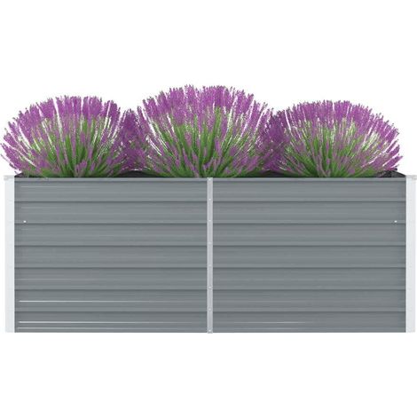 Raised Garden Bed 160x80x45 cm Galvanised Steel Grey vidaXL