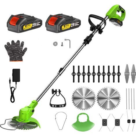 Tondeuse à gazon électrique multifonctionnelle 21V, pliable, 5 lames, désherbeur compatible batterie Makita 18V, Vert (1/5)