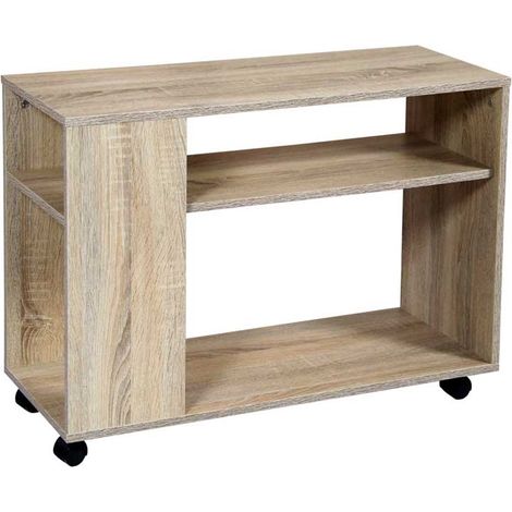 GAIA MOBILETTO IN LEGNO CON RUOTE 80 X 30 X 56 CM IN COLORE ROVERE (1/5)